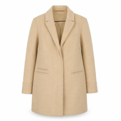 Topshop Petite Beige Mid-Length Single-Breasted Coat UK 10