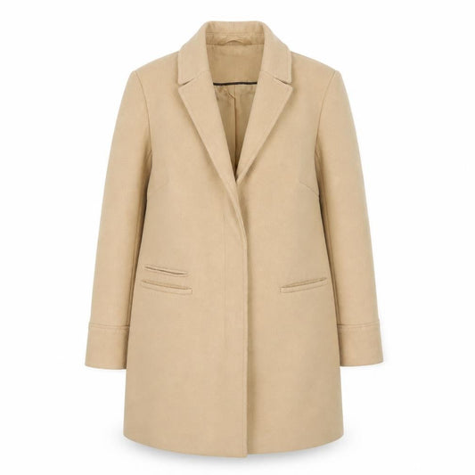 Topshop Petite Beige Mid-Length Single-Breasted Coat UK 10