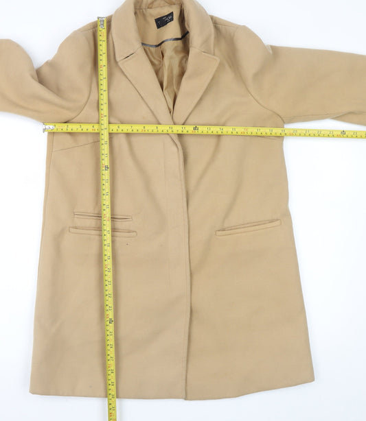 Topshop Petite Beige Mid-Length Single-Breasted Coat UK 10