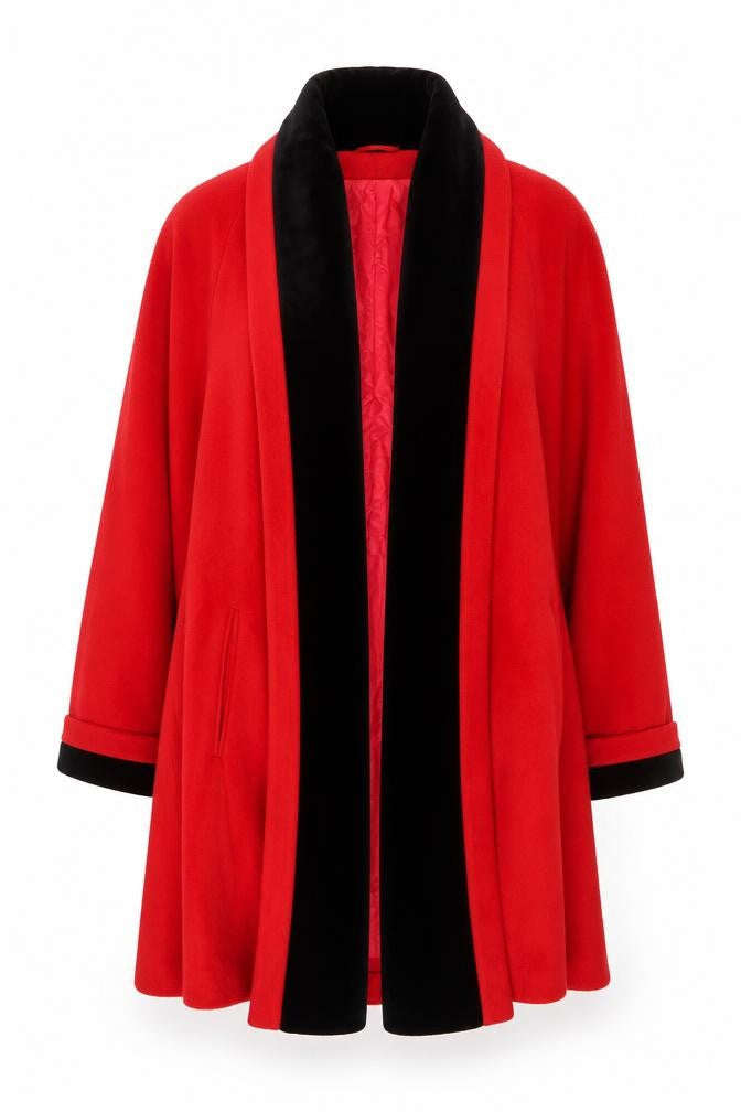 Private Line Women's Red Wool Cashmere Mid-Length Coat UK 10