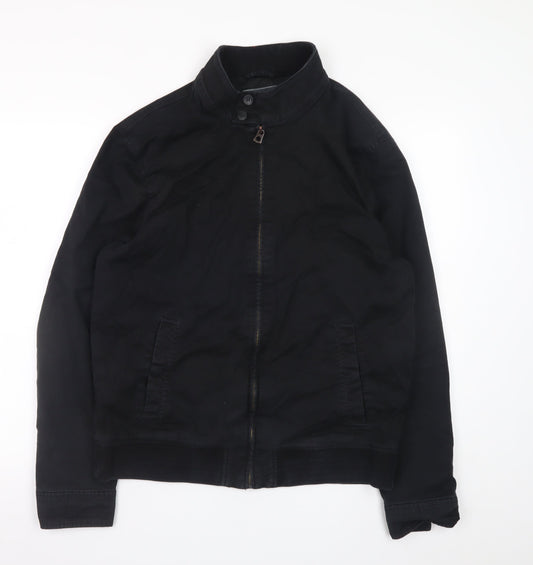 Jack & Jones Men's Black XL Bomber Jacket Cotton Lined Zip Casual