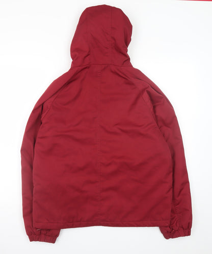 Stay Womens Red Hooded Puffer Jacket Size M Polyester Winter Coat