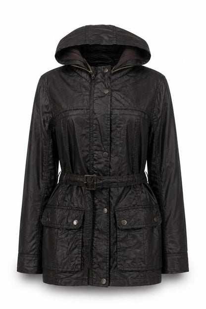 Marks & Spencer Womens Brown Hooded Belted Parka Jacket Size 10