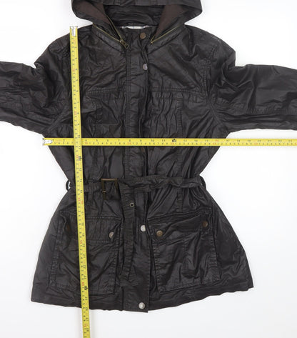 Marks and Spencer Womens Brown Hooded Belted Parka Jacket Size 10