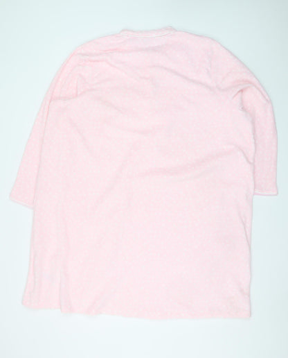 Marks and Spencer Women Pink Fleece Long Sleeve Nightshirt Size 24-26