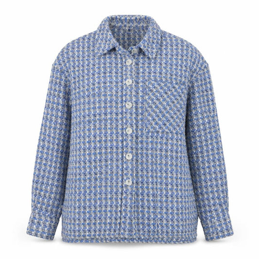 Primark Women's Blue Checked Tweed Button Jacket Size 10
