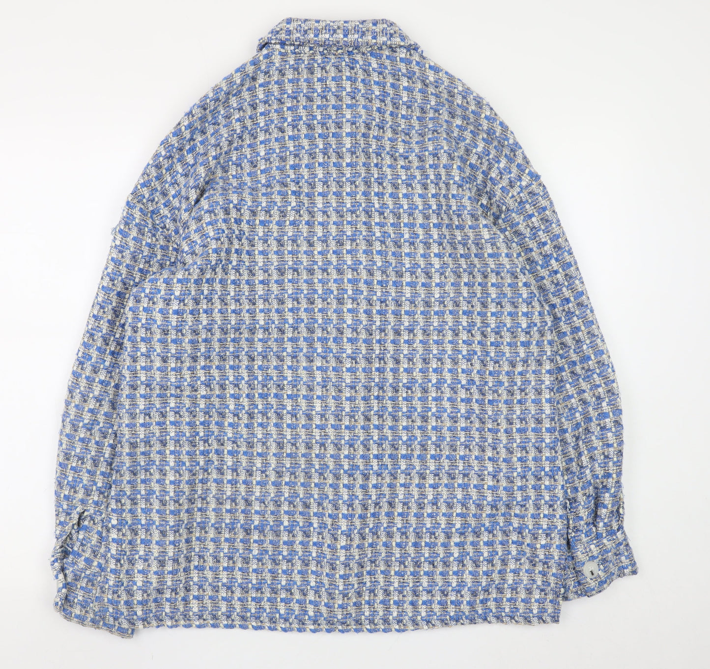 Primark Women's Blue Checked Tweed Button Jacket Size 10