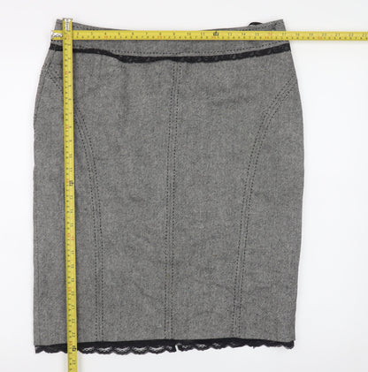 Marks and Spencer Women Grey Wool Blend Pencil Skirt UK 14
