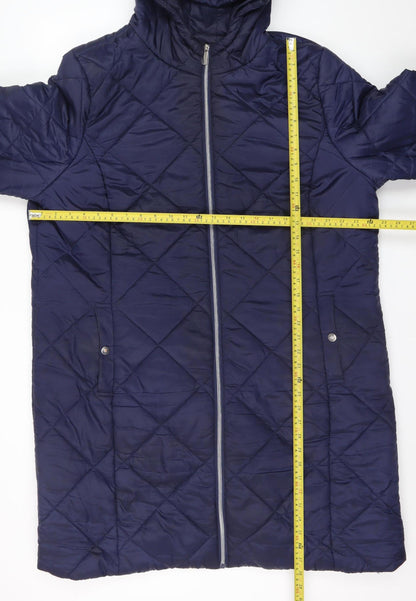 Friends Like These Women’s Blue Quilted Long Hooded Coat Size 22