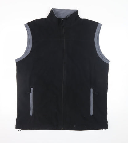 Crane Mens Black Fleece Bodywarmer XL Full Zip Lightweight Vest