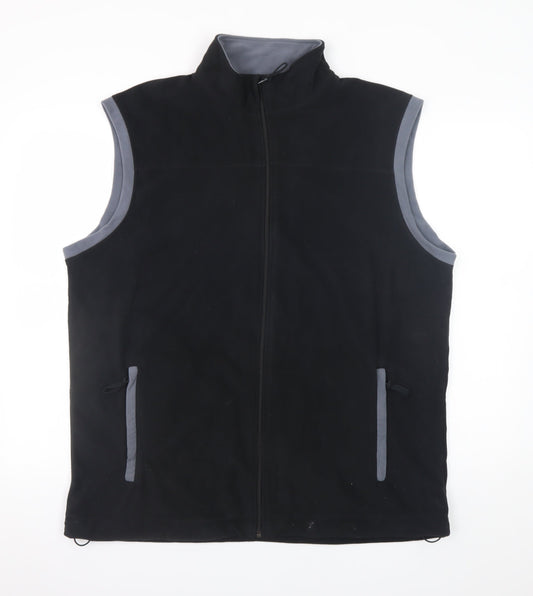 Crane Mens Black Fleece Bodywarmer XL Full Zip Lightweight Vest