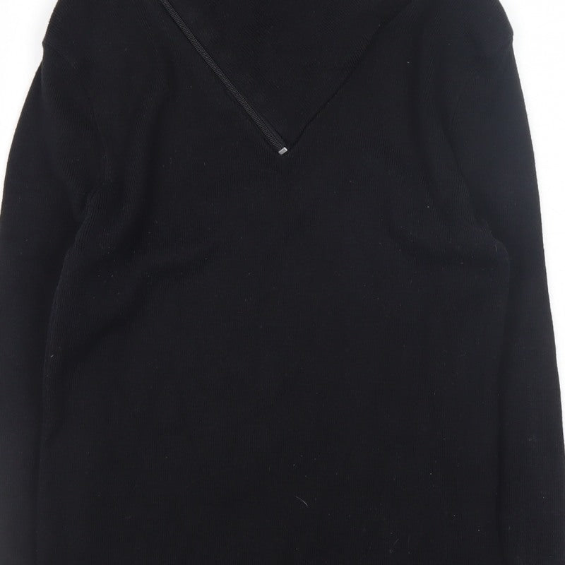 Stone UK Men’s Black High Neck Zip Pullover Jumper XL