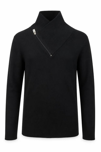 Stone UK Men’s Black High Neck Zip Pullover Jumper XL