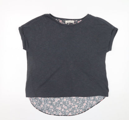 Marks and Spencer Women’s Grey Floral Hem Short Sleeve T-Shirt Size 14