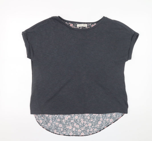 Marks and Spencer Women’s Grey Floral Hem Short Sleeve T-Shirt Size 14