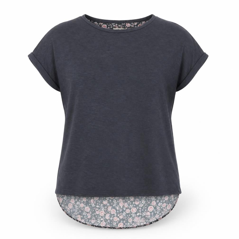 Marks and Spencer Women’s Grey Floral Hem Short Sleeve T-Shirt Size 14