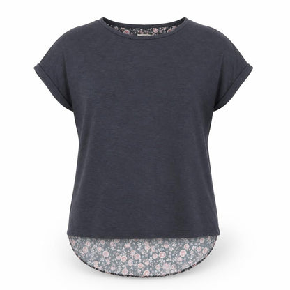 Marks and Spencer Women’s Grey Floral Hem Short Sleeve T-Shirt Size 14