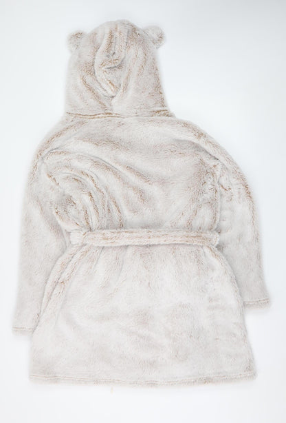 Marks and Spencer Womens Beige Hooded Fleece Robe Size 20-22