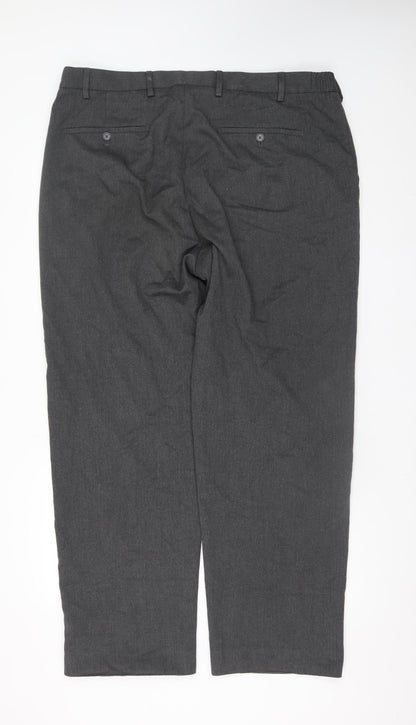 Marks and Spencer Men's Grey Regular Fit Trousers 40W 31L