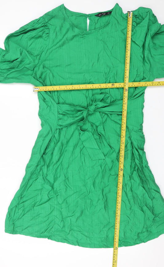 F&F Women’s Green Fit & Flare Belted Long Sleeve Dress Size 18