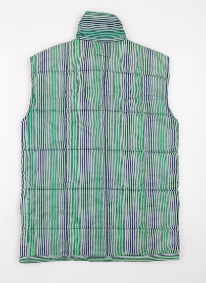 Fiendale Men's Green Striped Padded Waistcoat Size S Casual