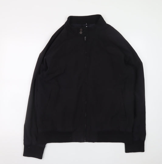 Tu Mens Black XL Bomber Jacket Cotton Blend Zip Up Casual