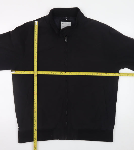 Tu Mens Black XL Bomber Jacket Cotton Blend Zip Up Casual