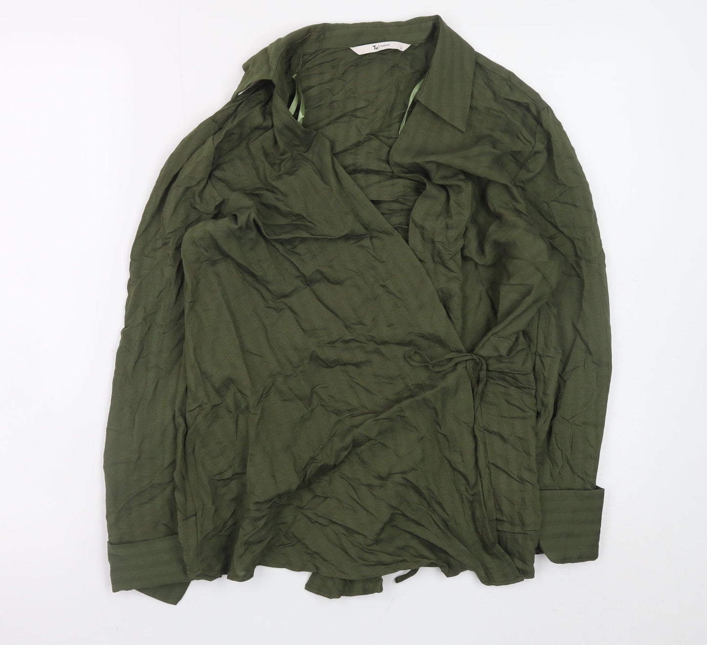 Womens UK Size 8 TU Green Wrap Blouse