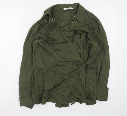 Womens UK Size 8 TU Green Wrap Blouse