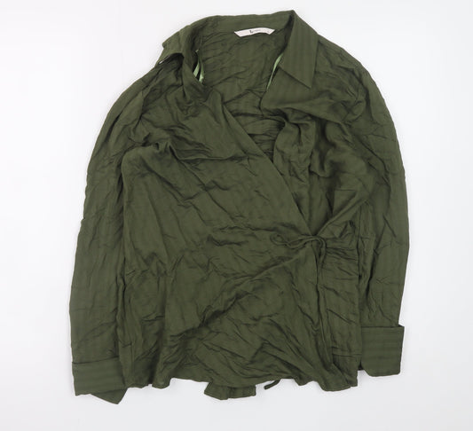 Womens UK Size 8 TU Green Wrap Blouse
