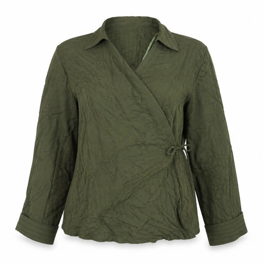 Womens UK Size 8 TU Green Wrap Blouse