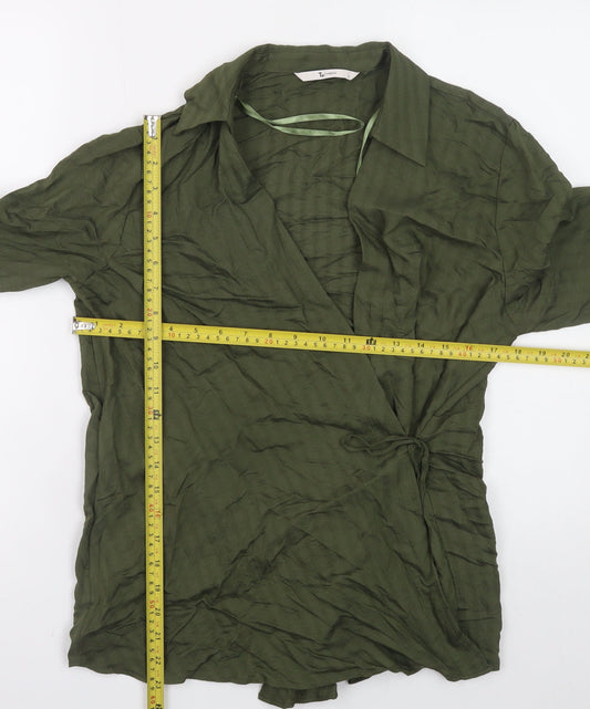 Womens UK Size 8 TU Green Wrap Blouse