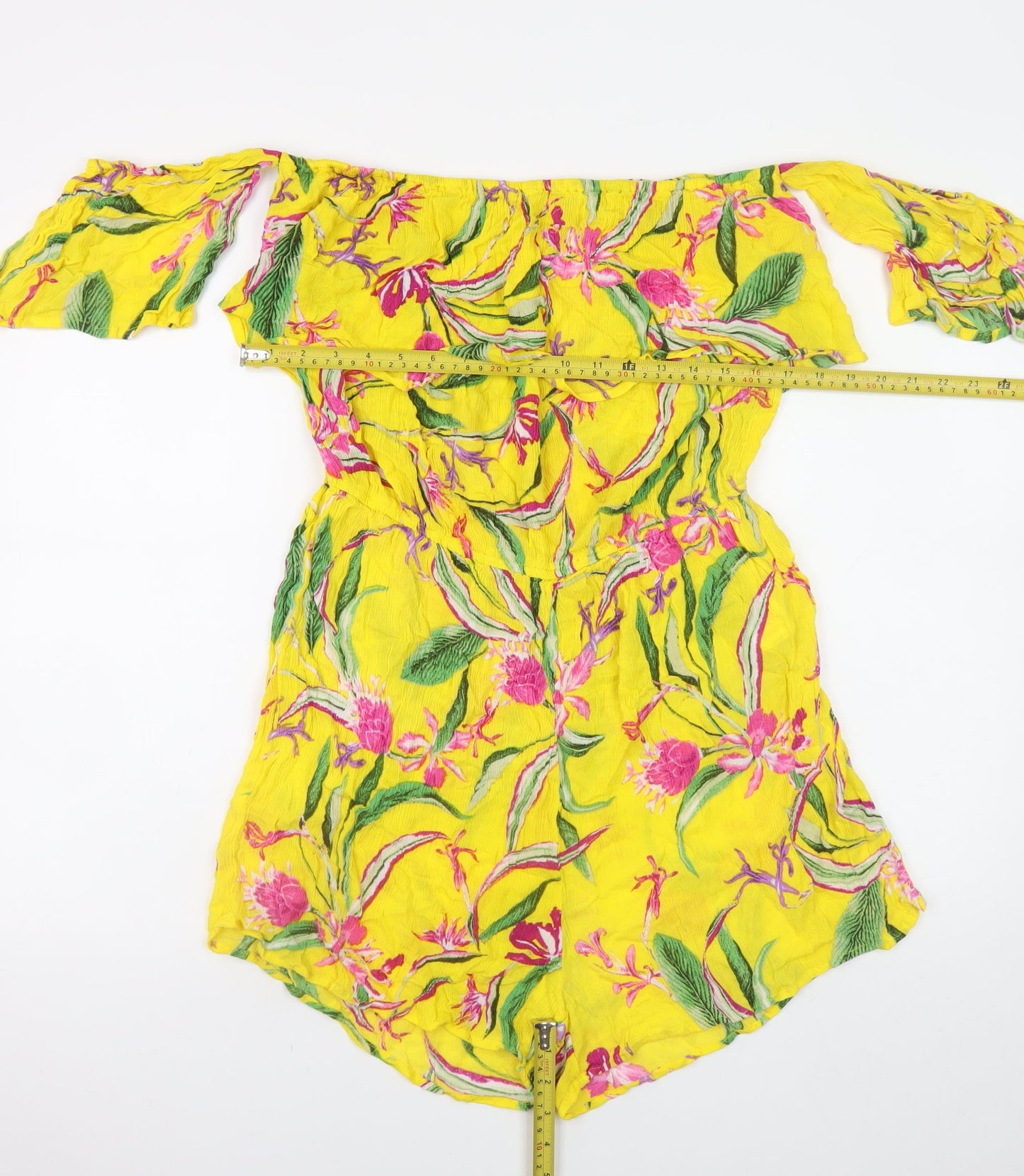 Womens UK Size L Peacocks One-Piece Yellow Playsuit
