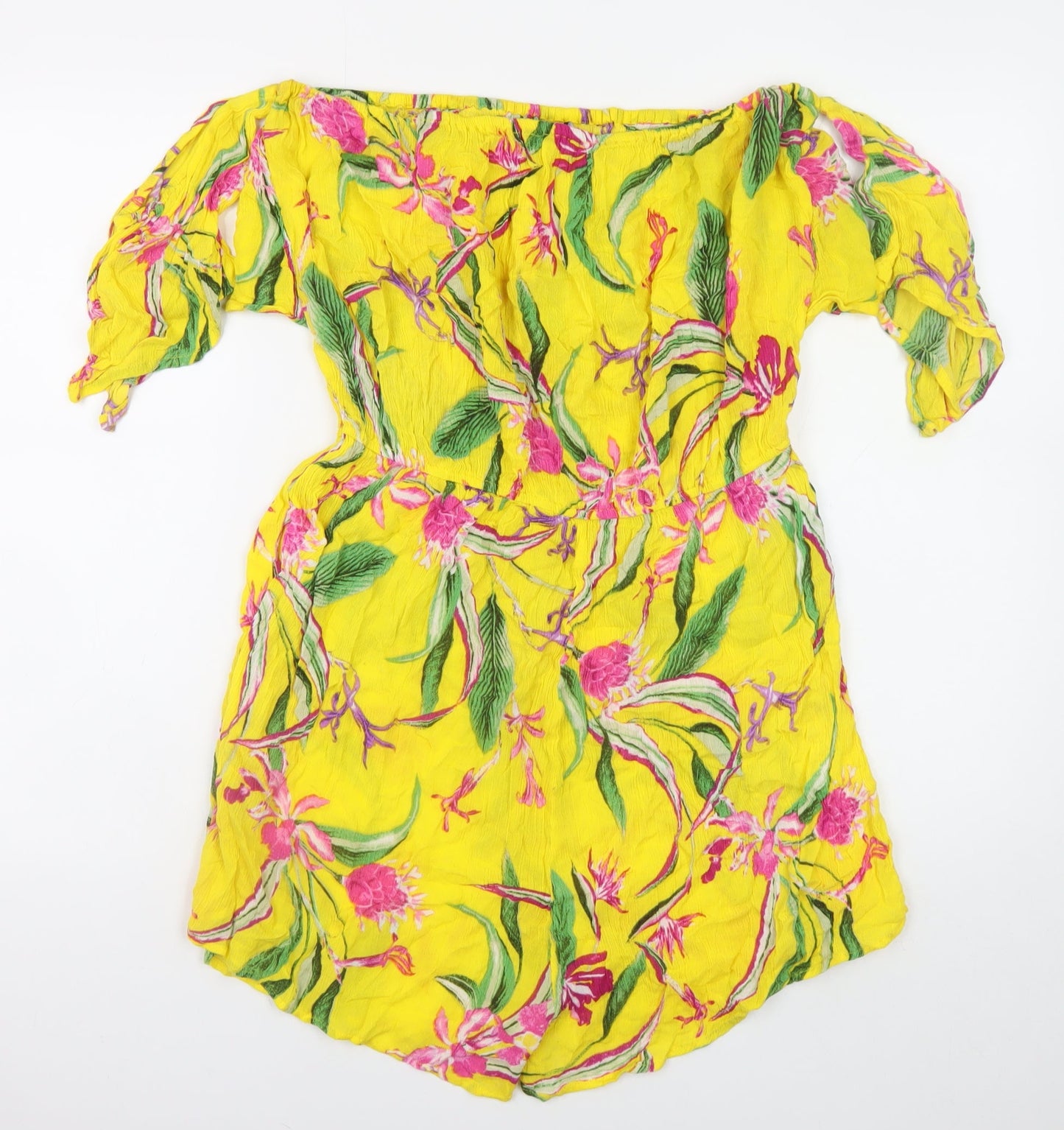 Womens UK Size L Peacocks One-Piece Yellow Playsuit