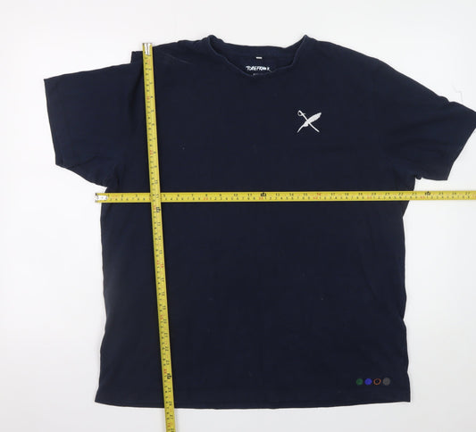 TOBEFRANK Men's Blue XL Crew Neck Sustainable Cotton T-Shirt