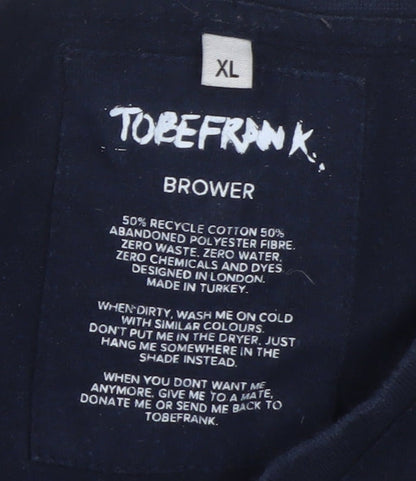 TOBEFRANK Men's Blue XL Crew Neck Sustainable Cotton T-Shirt