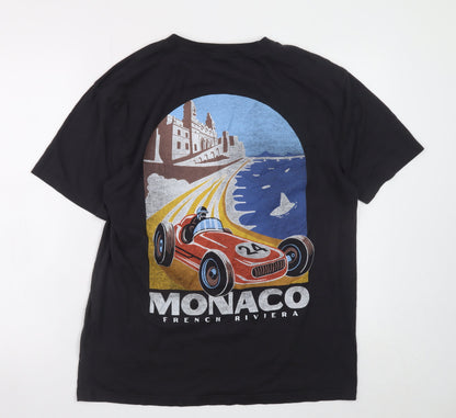 Hollister Men's Black Monaco Graphic Relaxed Fit T-Shirt Medium