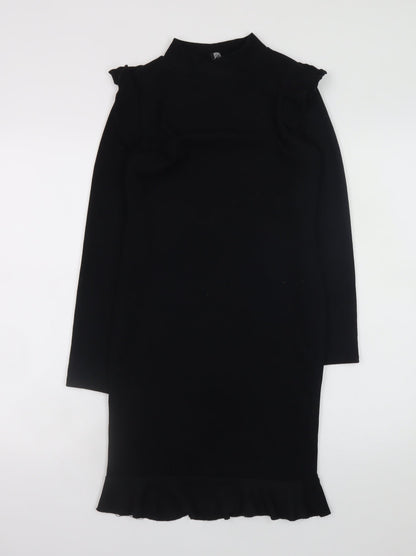 I Saw It First Womens Black Size 10 Bodycon Knit Long Sleeve Dress