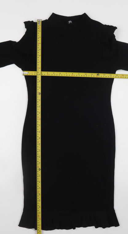 I Saw It First Womens Black Size 10 Bodycon Knit Long Sleeve Dress