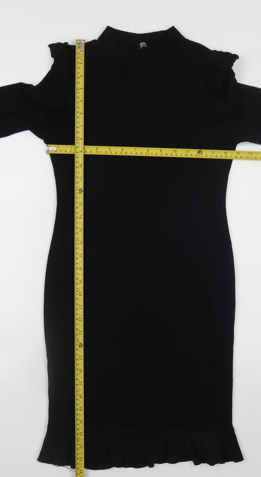 I Saw It First Womens Black Size 10 Bodycon Knit Long Sleeve Dress