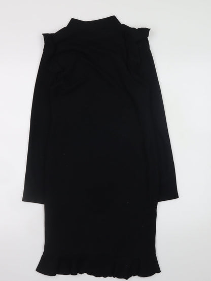 I Saw It First Womens Black Size 10 Bodycon Knit Long Sleeve Dress