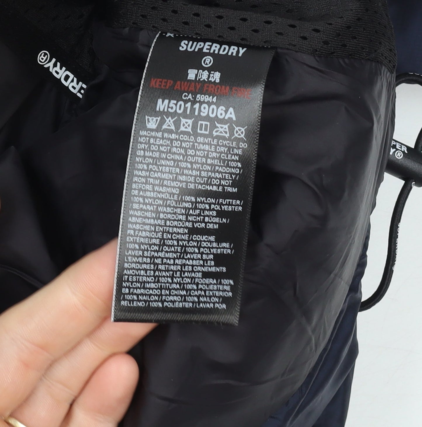Mens UK Size M Superdry Blue Puffer Jacket
