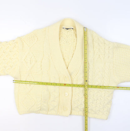 Zara Women Ivory Chunky Knit Cable Cardigan Size S