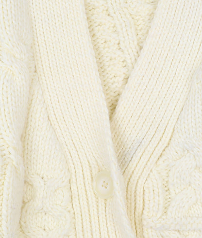 Zara Women Ivory Chunky Knit Cable Cardigan Size S