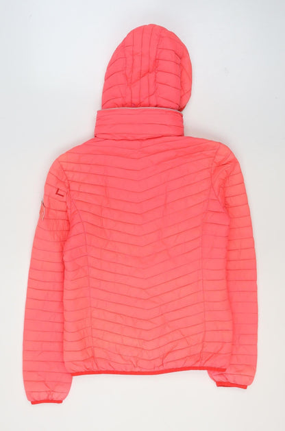 Superdry Womens Pink Hooded Puffer Jacket M Lightweight Casual