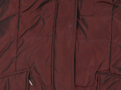 Monsoon Women's Red Quilted Puffer Coat Size S Hooded Winter Jacket
