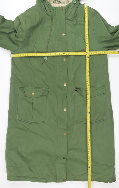 And/Or Women's Green Hooded Parka Coat Size 12 Cotton Blend