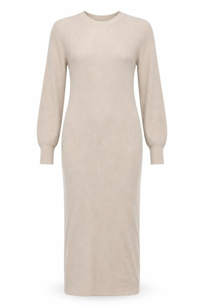Pretty Lavish Women Beige Knit Bodycon Midi Dress Size S