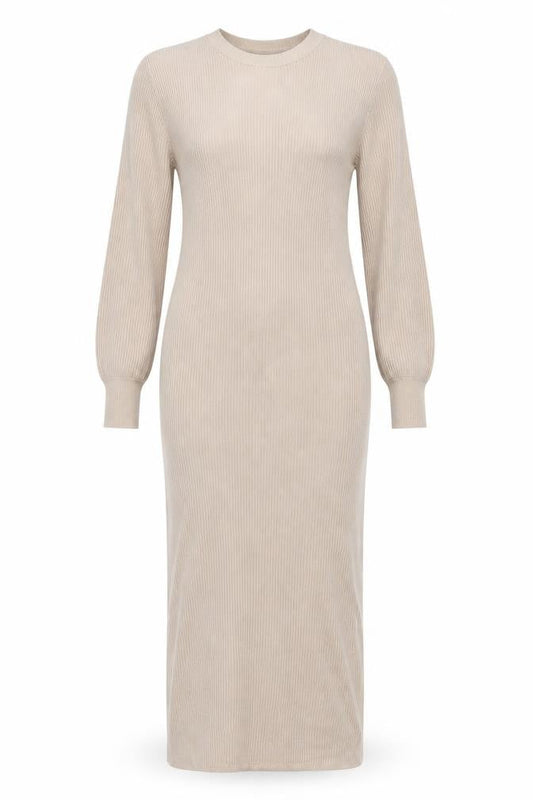 Pretty Lavish Women Beige Knit Bodycon Midi Dress Size S