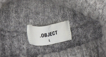 OBJECT Women Grey Roll Neck Sleeveless Rib Knit Vest L